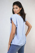 Ruffle Trim Sleeve Top - BB Fashion Outlet