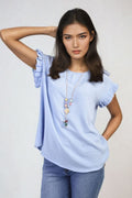 Ruffle Trim Sleeve Top - BB Fashion Outlet