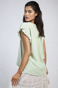 Ruffle Trim Sleeve Top - BB Fashion Outlet