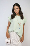 Ruffle Trim Sleeve Top - BB Fashion Outlet