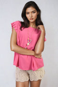 Ruffle Trim Sleeve Top - BB Fashion Outlet