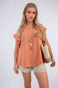 Ruffle Trim Sleeve Top - BB Fashion Outlet