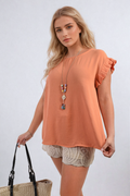 Ruffle Trim Sleeve Top - BB Fashion Outlet