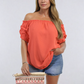 Cinched Sleeve Off Shoulder Top