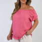 Cinched Sleeve Off Shoulder Top