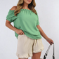 Cinched Sleeve Off Shoulder Top