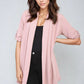 Open Front Roll Up Sleeve Cardigan