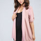 Open Front Roll Up Sleeve Cardigan