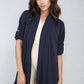 Open Front Roll Up Sleeve Cardigan