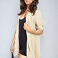 Open Front Roll Up Sleeve Cardigan