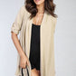 Open Front Roll Up Sleeve Cardigan