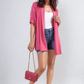 Open Front Roll Up Sleeve Cardigan