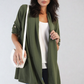 Open Front Roll Up Sleeve Cardigan