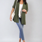 Open Front Roll Up Sleeve Cardigan