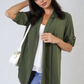 Open Front Roll Up Sleeve Cardigan