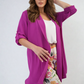 Open Front Roll Up Sleeve Cardigan