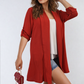 Open Front Roll Up Sleeve Cardigan