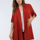 Open Front Roll Up Sleeve Cardigan