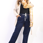 Drawstring Waist Flap Pocket Wide Leg Cargo Jeans