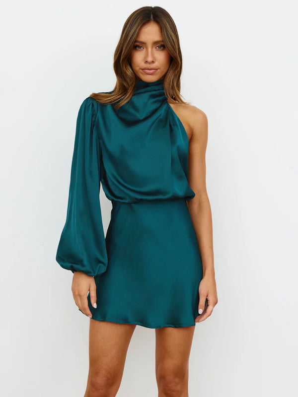 One-shoulder Long Sleeved Mini Dress