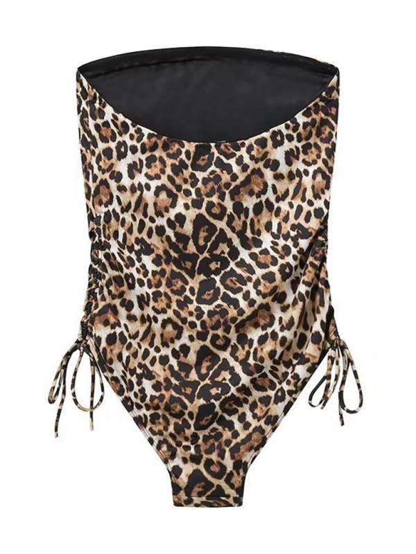 Animal Print Swimsuit Bandeau Strapless