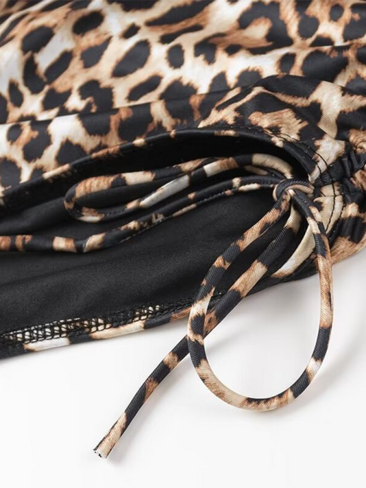 Animal Print Swimsuit Bandeau Strapless