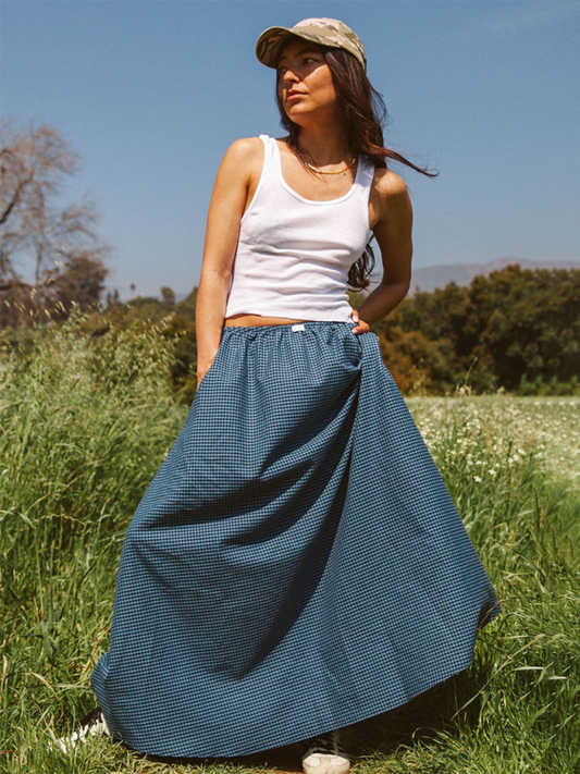 Maxi Skirt Checked Print