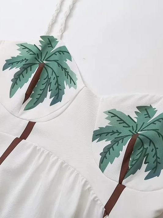 Maxi Dress Sleeveless Coconut Tree Pattern