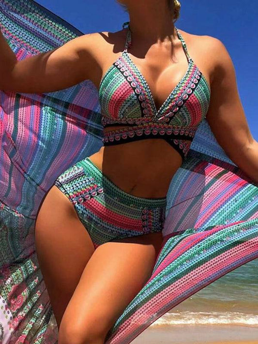 Bikini High Waist Swimsuit Three Piece Set