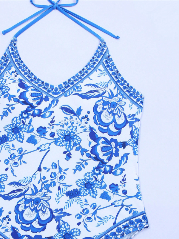 Swimsuit Blue and White Porcelain Print