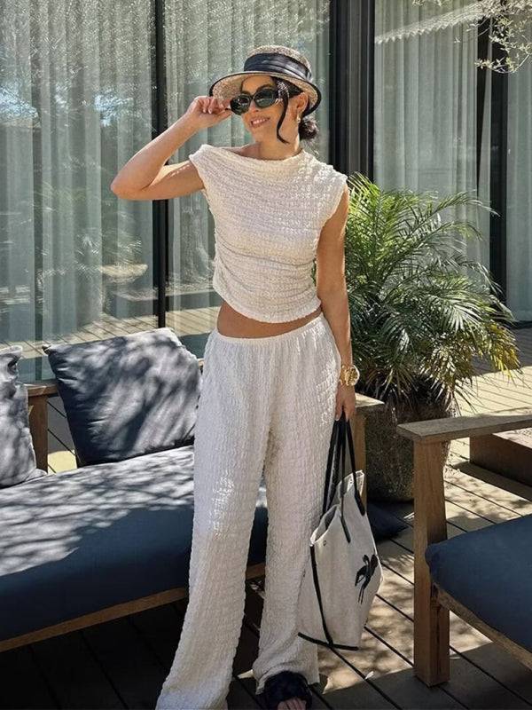 Co-ord Asymmetric Top and High Waist Trousers set