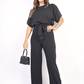 Casual Belted Wide Leg Jumpsuit