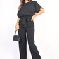 Casual Belted Wide Leg Jumpsuit