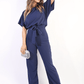 Casual Belted Wide Leg Jumpsuit