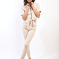 Collared V-Neckline Zip Up with Tie Belt Jumpsuit