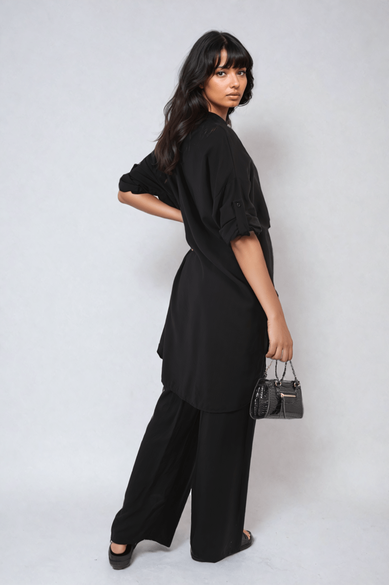 Oversized Button Front Shirt & Wide Leg Trousers Co-ord Set