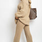 Chunky Knitted Button Up Cardigan Wide Leg Trousers Co-ord Set