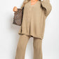 Chunky Knitted Button Up Cardigan Wide Leg Trousers Co-ord Set