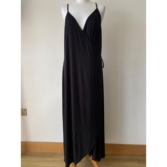 V By Very Black Wrap Midi Dress Size: 16