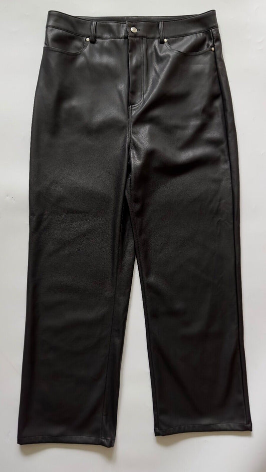 Just Fab Faux Leather Black Trousers Size XXL