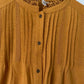 Ex. White Stuff Jossy Cotton Jersey Mustard Pintuck High Neck Blouse  10, 12, 14