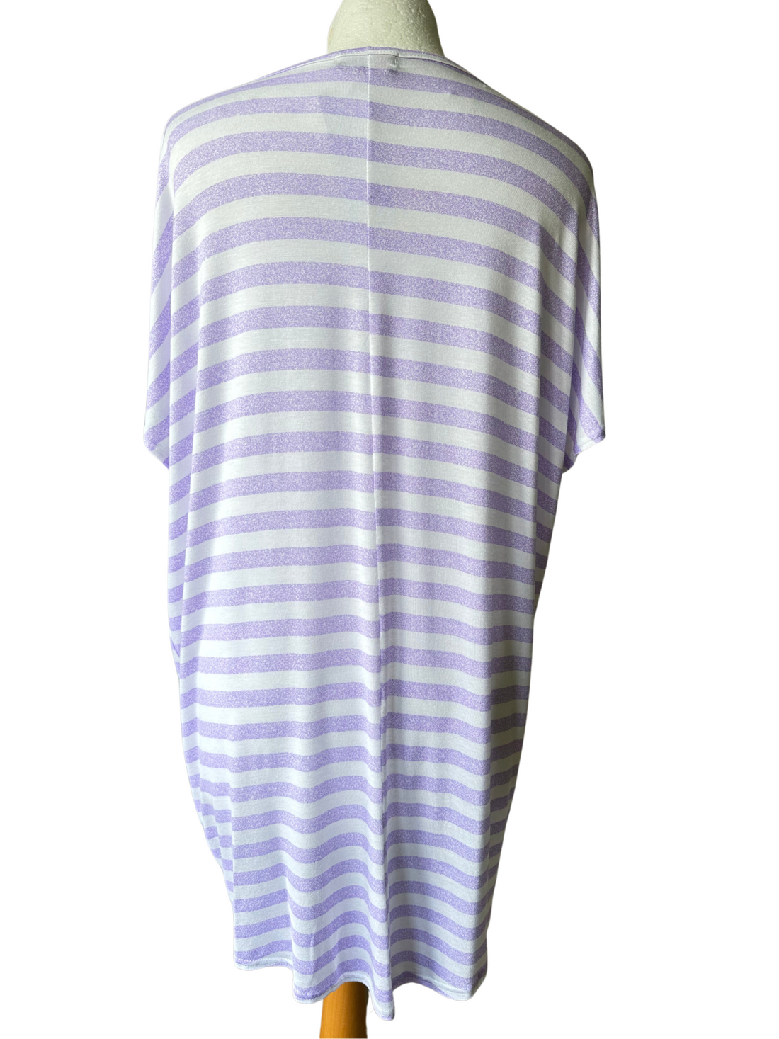 YOURS Printed Striped Tee Purple White Stripe 16, 18, 20, 22, 24, 26, 28, 30, 32, - BB Fashion Outlet