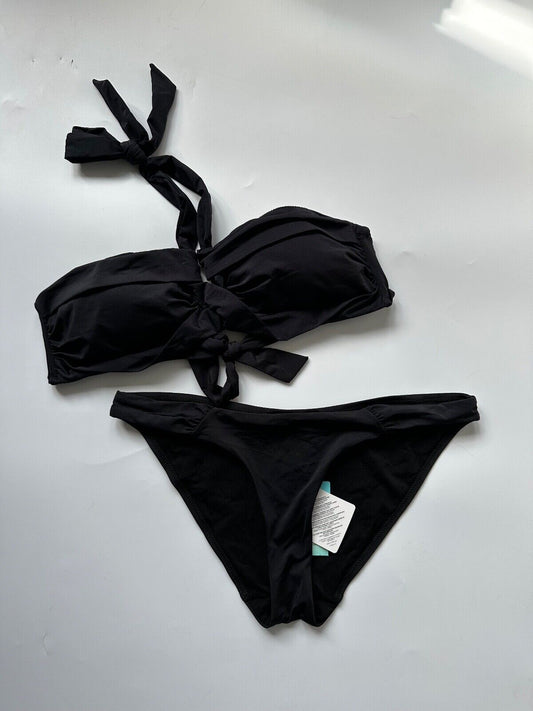 Monsoon Grecian Drape Moulded Cup Bikini Black 6, 10, 12, 14, 16, 18
