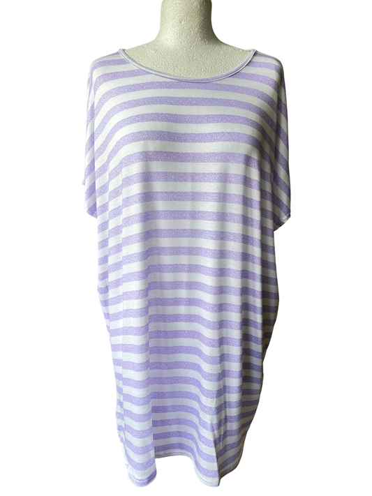 YOURS Printed Striped Tee Purple White Stripe 16, 18, 20, 22, 24, 26, 28, 30, 32,