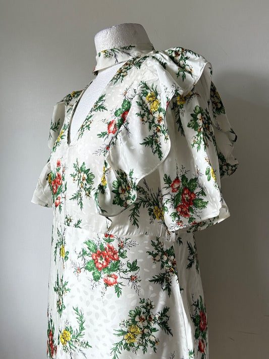 Zara Floral Mini Dress Chocker Neck Ruffle Detail M, L, XL