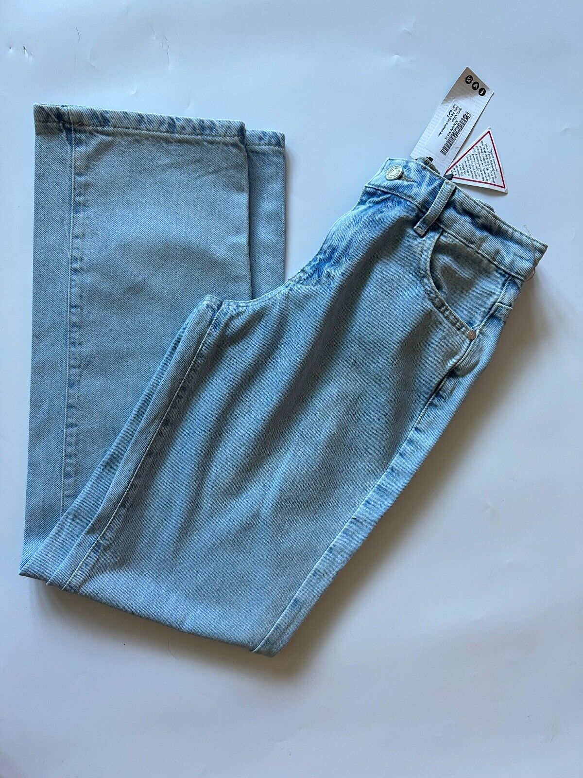 Ex. Boohoo Petite Thigh Slash Boyfriend Jean Size 6 Light Blue Inside Leg 32"