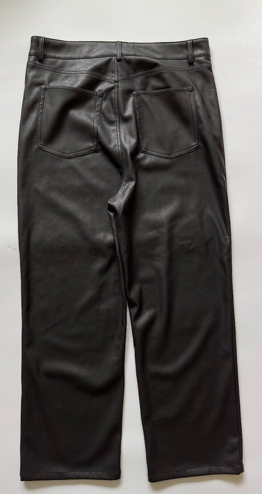 Just Fab Faux Leather Black Trousers Size XXL