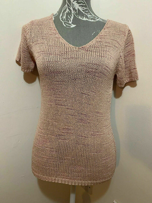 M&S Per Una Knitted Short Sleeve Jumper Pink Size Small  New