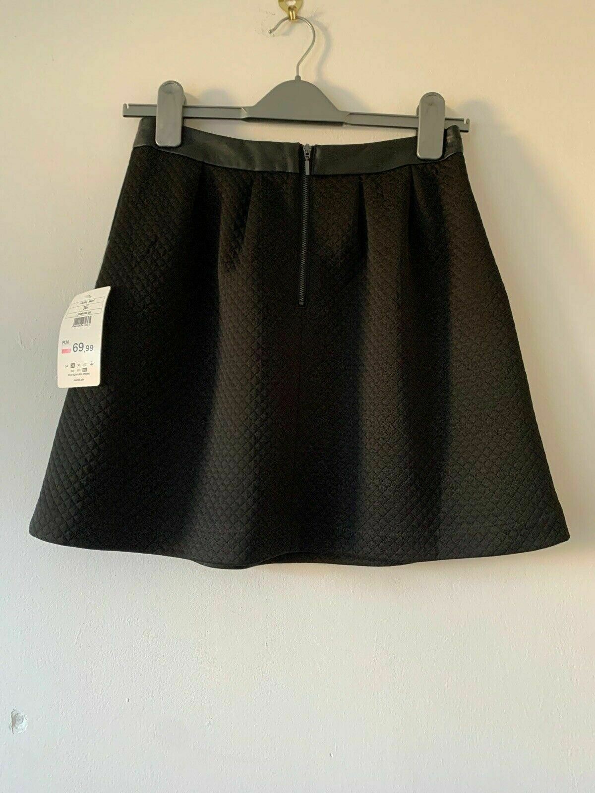Yfl Reserved Black Mini Skirt Size 10 UK Faux Leather Waist Band