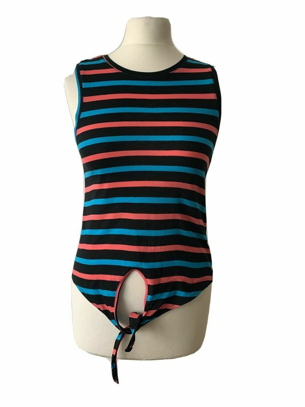 Topshop Sleeveless Tie Top Striped Size 8